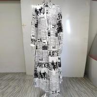 Vestido largo de verano para mujer, elegante, estampado, con botones, abertura lateral. - details 15