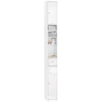 Mueble de baño tipo columna con armario alto, estanterías de baño con 5 estantes abiertos, 2 puertas y 1 cajón, color blanco, 20 x 20 x 180 cm - details 75