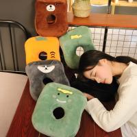 Cómoda almohada de felpa para siesta con dibujos animados, Agujero hueco, patrón de animales, almohada de descanso para escritorio, almohada para dormir reparador resistente al desgaste para oficina - details 7