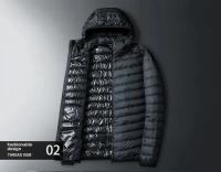 Chaqueta holgada de plumas de ganso blanco, chaqueta ligera con capucha, cuello alto para hombre, corte ajustado con capucha juvenil - details 47