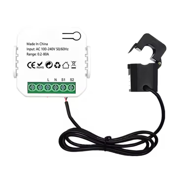 Medidor de energía con WiFi, Monitor de energía con abrazadera de transformador de corriente, KWh, 110V, 230V, 80A, Tuya Smart Life - 1