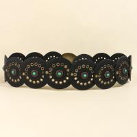 Cinturón de disco bohemio ancho exagerado con remaches, pretina de cuero occidental ajustable Y2k turquesa para mujer, cinturón Vintage para chica picante - details 18