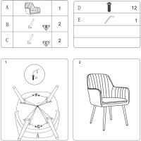 Sillas Nórdicas Ergonómicas Paquete de 2 Diseño de Terciopelo Ideal para Sala de Estar, Comedor o Dormitorio Azul, Espuma, Metal - details 7
