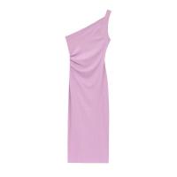 Vestido largo asimétrico sin mangas 2025 con temperamento, nuevo de verano, color sólido para mujer - details 4