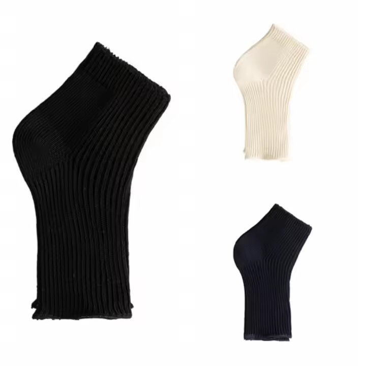 3 pares de calcetines informales de punto con punta descubierta, calcetines de tubo cortos antideslizantes de Color sólido, medias simples, calcetines de media pantorrilla para mujer - 1