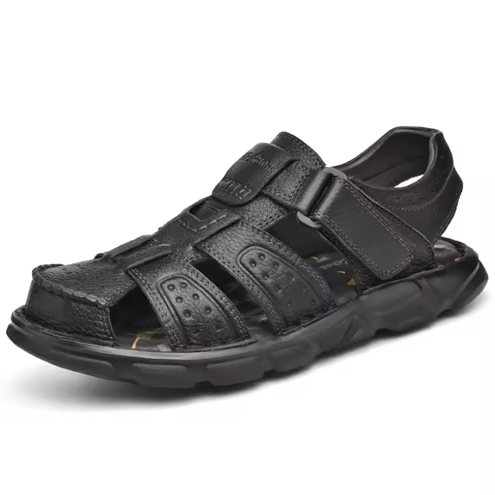 Zapatos Informales De Piel Auténtica Para Hombre, Sandalias Clásicas De Alta Calidad, Zapatillas Transpirables Para Caminar Al Aire Libre, Ideales Para El Verano - 1
