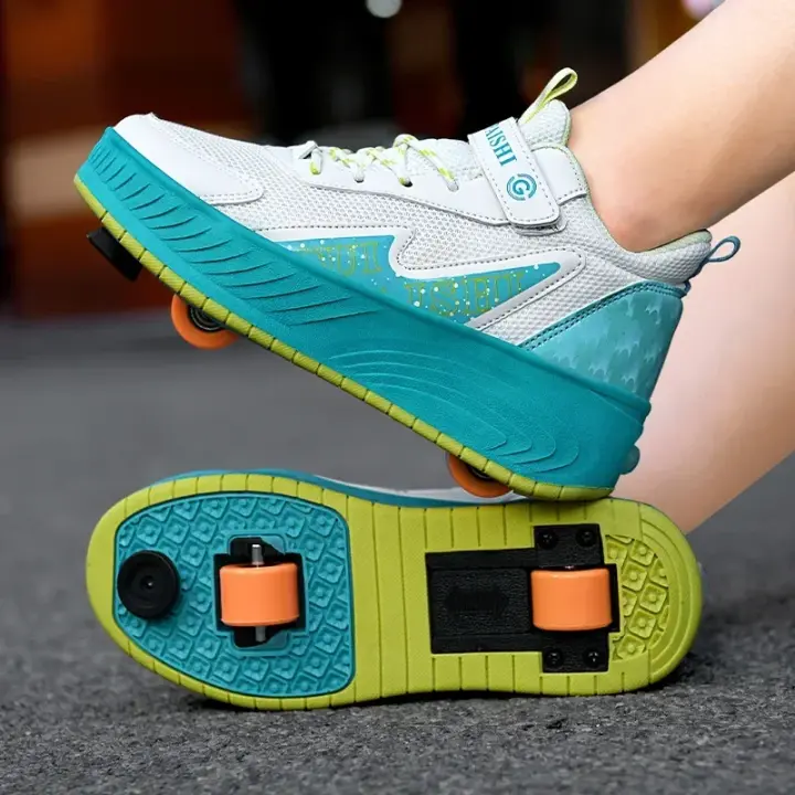 Nuevos patines luminosos de doble uso de 2 ruedas para niños y niñas estudiantes, zapatos deportivos con ruedas para exteriores. - 1