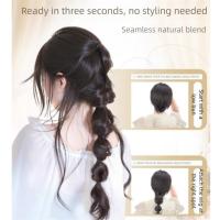 Extensiones de cabello sintético con trenzas falsas de burbujas, banda para el cabello, cola de caballo rizada y desordenada, Clip de garra, piezas de cabello postizo esponjoso para mujer - details 9