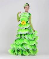 Vestido Flamenco español talla grande para mujer, 360 grados/yardos, pétalo Floral, Maxi, gitano, actuación en escenario, tres - details 12