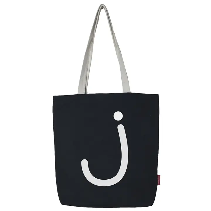 Bolso tote con cremallera, forro y bolsillo interior. Exterior: Algodón 100%. Incluye sobre de regalo de papel kraft. Color: Crudo / Negro. Medidas: 37x38 cm. - 1