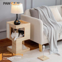PAWZ Road Camita para gatos con dos grandes condominios, almohadilla rascadora, rascadora para gato desmontable, casa de madera para gatos con tapetes mullidos, muebles para gatos y juguetes para gatos - details 7