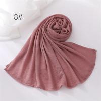 18 colores liso suave fino poliéster Hijabs mujeres largo musulmán chal bufanda turbante envolturas para la cabeza señora islámico 170*70Cm - details 17