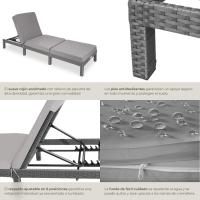 Taburete de Jardín Exterior de Ratán y Acero Tumbona de Piscina con Resaldo Ajustable en 6 Posiciones Tumbona de Playa Estable y Resistente a Intemperie Limpieza Fácil - details 14