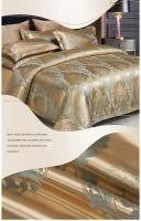 Cubierta de Edredón de Satén y Rayón WOSTAR 220x240 Lujo para 2 Personas Doble Cama Ropa de Cama Conjunto de Tamaño Queen King Lavable Material Poliéster - details 1