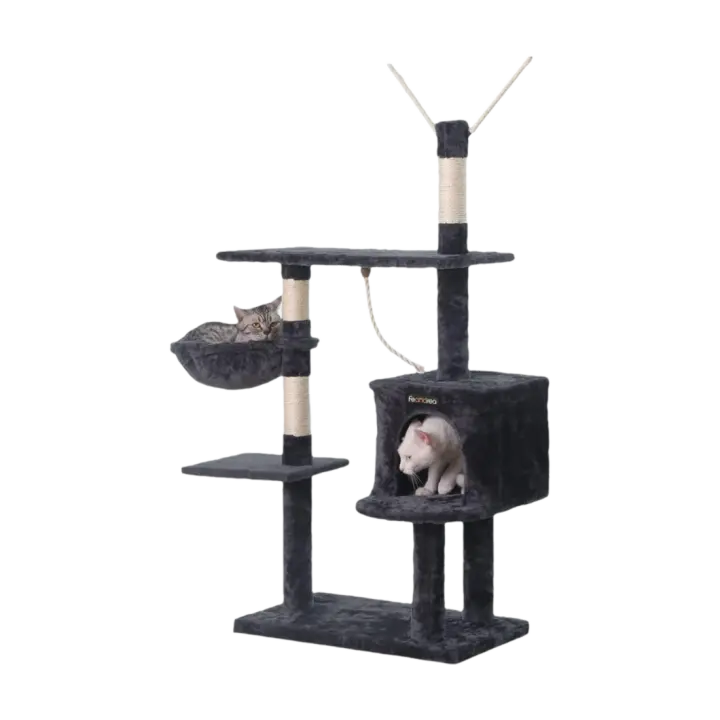 Árbol para Gatos Rascador con nidos Plataformas Bolas de Juego Gran Base 134 cm PCT35G - 1