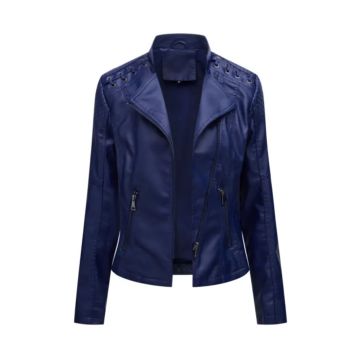 Chaqueta de Mujer de Cuero Sintético Estilo Varsity Moto Biker Bomber Ligera Casual Outerwear Short Coats con Cierre de Cremallera y Forro de Poliéster Adecuada para Otoño e Invierno - 1