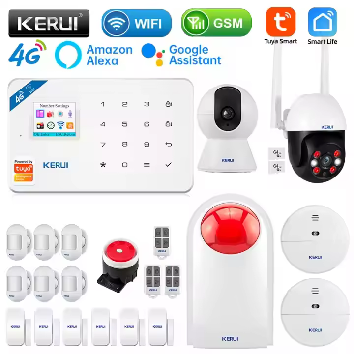 Sistema de Alarma 4G Inalámbrico KERUI Sensor de Movimiento WIFI GSM Soporte para Alexa&Google - 1