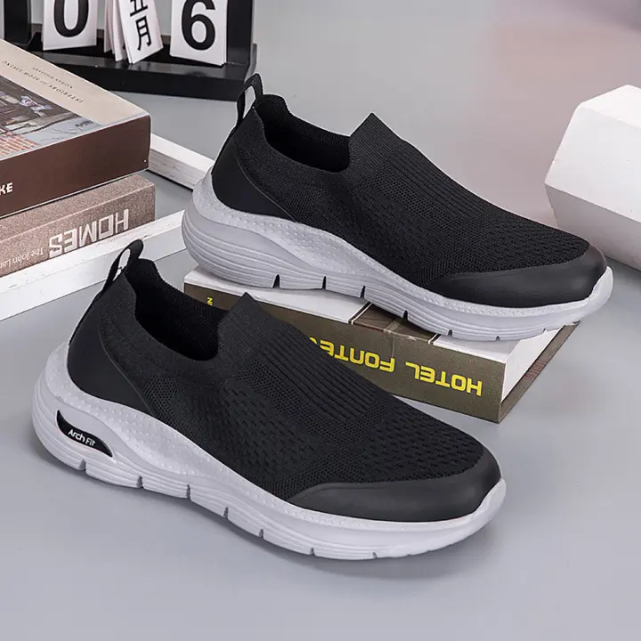 Calcetines elásticos de gran tamaño, zapatillas de deporte perezosas de malla tejida con mosca de verano de corte bajo, zapatos deportivos informales de un pie para hombre - 1
