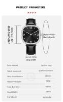 Reloj de Pulsera para Hombres de Moda Cuadrada Automático, Movimiento de Cuarzo, Diseño de Negocios Casual, Cuero Negro, Marca Premium - details 3