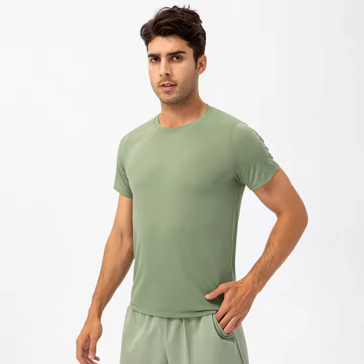 Camiseta deportiva masculina para correr, camisa de estilo relajado, cuello redondo - 1