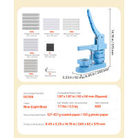 Máquina para Hacer Botones Cuadrados SucceBuy, 50 x 50 mm, Incluye Carcasas Delanteras de Hojalata, Tapas Traseras de Plástico, Respaldos Magnéticos y Películas Transparentes, Mango Ergonómico para Creación de Insignias, Azul - details 9
