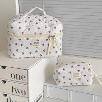 Bolsa De Maquillaje Para Mujer Estilo Quiltado De Algodón Con Cierre De Cremallera Bolso Portátil De Mano Bolso De Cosméticos Lindo Y Práctico - details 2