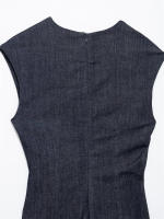OUWU- Vestidos Midi Plisados De Mezclilla Para Mujer, Vestidos Largos Sin Mangas Con Cuello Redondo A La Moda, Vestido De Fiesta Elegante Vintage Para Mujer - details 3