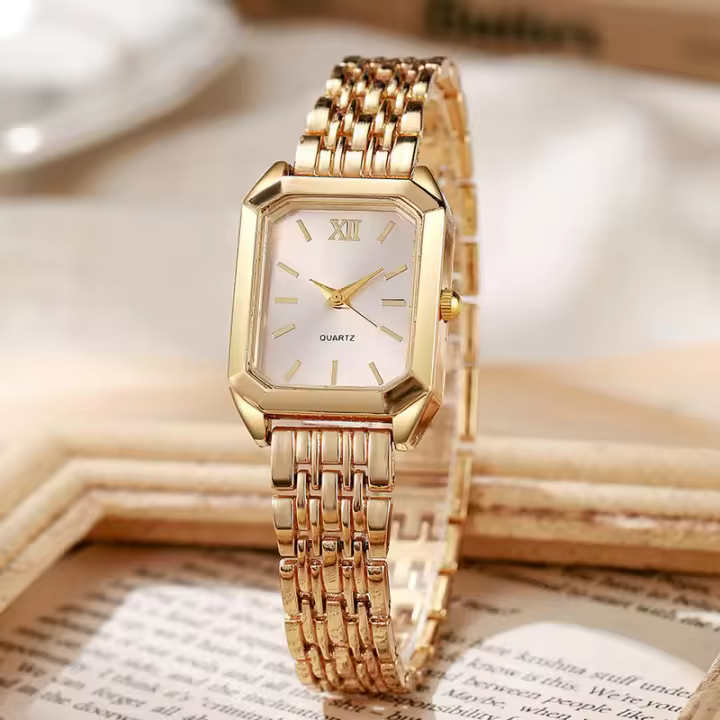 Nuevo Reloj de cuarzo cuadrado Simple para mujer y estudiante con banda de acero - 1