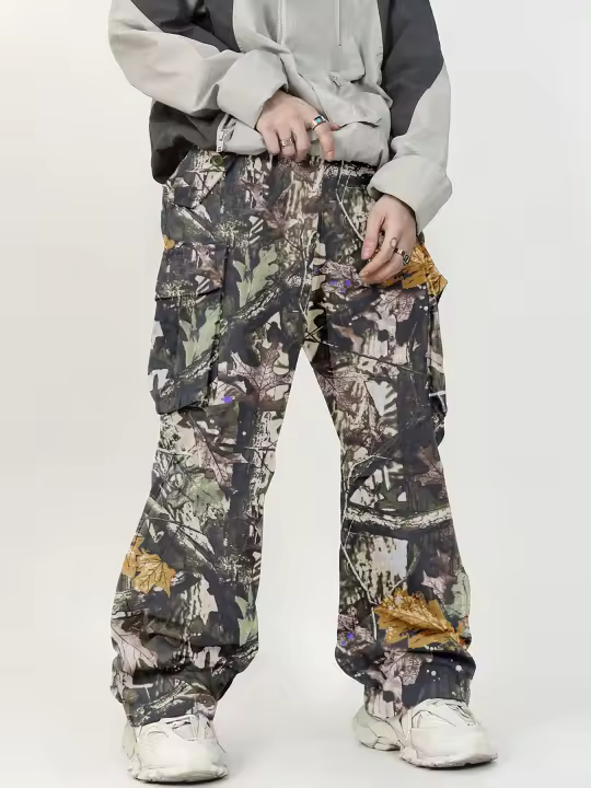 Pantalones de pierna recta sueltos informales de primavera y verano para hombre de trabajo de camuflaje 8665 - 1