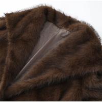 Abrigos de piel sintética esponjosos con solapa marrón Vintage para mujer, chaquetas gruesas y cálidas de manga larga, prendas de vestir informales de calle para invierno 2024 - details 5