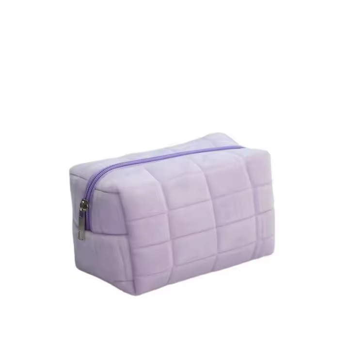 Bolsa de maquillaje de felpa bonita para mujer, bolsas de cosméticos pequeñas de viaje portátiles, bolsa de aseo con cremallera de Color sólido, bolsa de lavado, bolsas de almacenamiento - 1
