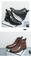 Botas de cuero estilo británico para hombres 2025 Zapatos casuales de punta lateral Brock de alta gorra - details 8