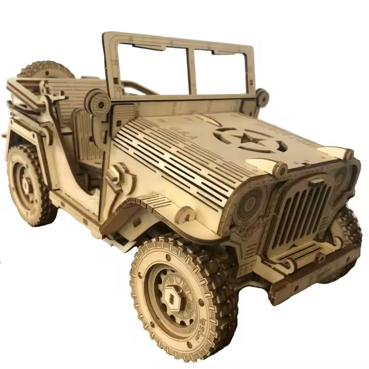 Rompecabezas de Coche Off-road de Madera 3D Kit de Bloques de Construcción para Adolescentes Adultos Colección Militar Regalo DIY - 1