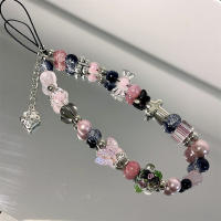 Colgante de Teléfono de Cadena de Flores de Cuentas Rosa Y2K Joyería Estilizada para iPhone - details 0