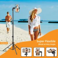 JOILCAN Bastón de selfie extensible y plegable de 209,98 cm con trípode con cuello de ganso de 35,0 cm, pinzas para teléfono y bolsa de transporte - Soporte de teléfono de aleación de aluminio ajustable para grabación de video, transmisión en vivo y fotog - details 3