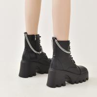 Botas martin negras para mujer, botas cortas informales de moda para otoño e invierno, tacones altos para mujer - details 3