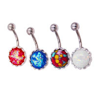 Piercing de ópalo falso Chapado en titanio para el Ombligo, joyería corporal de acero, 14G, 1 unidad - details 3