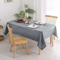 Mantel de lino y algodón para mesa, cubierta impermeable de tela lavable, color caqui y gris, para decoración de boda y fiesta de navidad - details 4