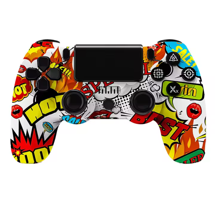 BLUEKAKA para controlador inalámbrico PS4 controlador de mando de juegos con doble vibración y botones de disparo con conector de 3,5mm - 1