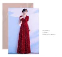Elegante noche de compromiso para novias francesas, vestido de boda con lentejuelas, lujo de alta gama, traje de regreso a casa de nicho, rojo - details 3
