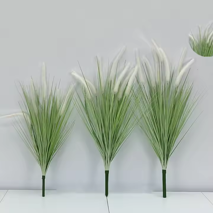 Accesorios de fotografía, ramo de Pampas artificiales de 5 cabezas, hierba de cebolla de seda de plástico grande, plantas falsas realistas, plantas de otoño - 1
