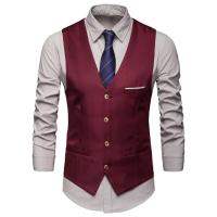 Chaleco de negocios para hombre, ropa de trabajo, chaleco Formal de negocios para boda, bolsillos, traje de tiras blancas extraíbles, chaleco clásico de Color sólido - details 1