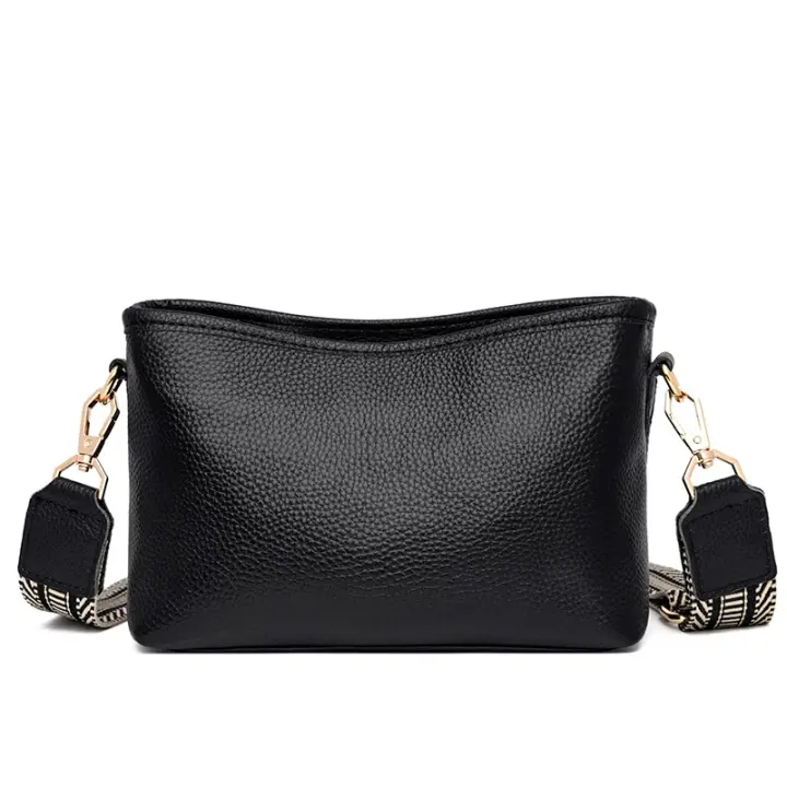 Bolso cruzado de cuero con correa para el hombro de toro de Color sólido para mujer de moda 2022 - 1