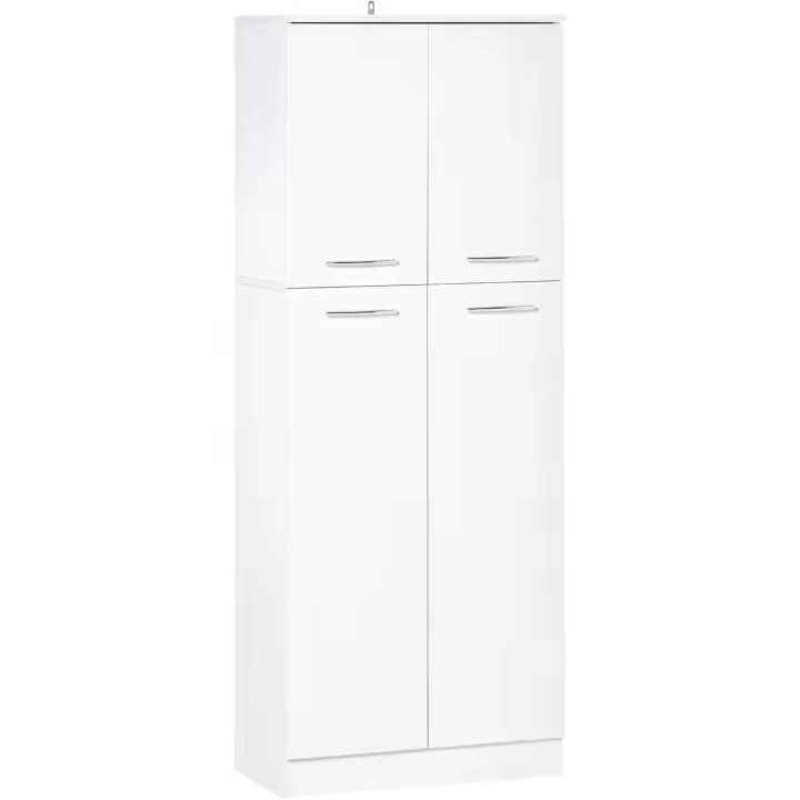 Armario alto de 2 puertas, mueble auxiliar de almacenamiento multifuncional con 5 estantes y estantes ajustables, moderno para salón, dormitorio, cocina, 59x31x155 cm, blanco. - 1
