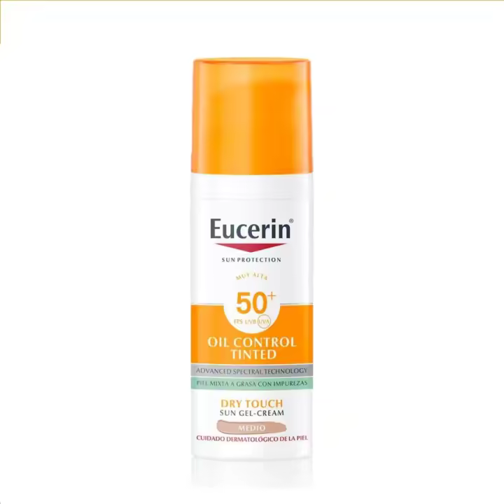 Eucerin Gel Solare Crema Control Grasa Tacto Seco Spf 50+ Tono Medio 50ml - 1