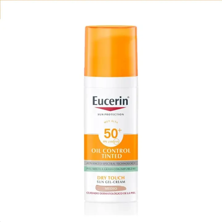 Eucerin Gel Solare Crema Control Grasa Tacto Seco Spf 50+ Tono Medio 50ml - 1