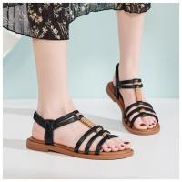 Sandalias de mujer zapatos planos - cómodo verano elegante casual elástico tobillo slip on playa caminar sandalia - details 2