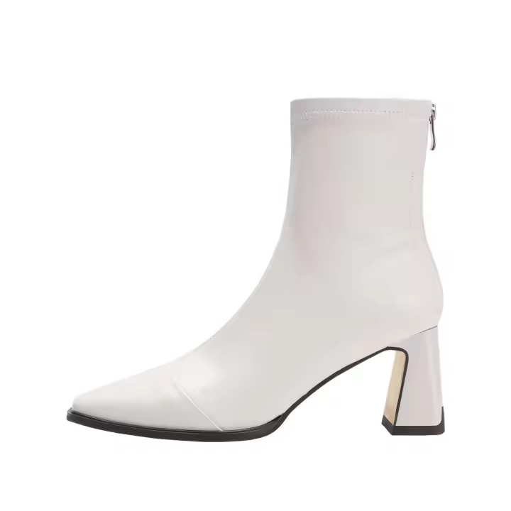 Invierno nuevas mujeres casuales de cuero forradas de lana con estilo de celebridad, tobillo fácil de combinar y botas cortas - 1