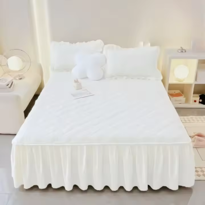 Protector de almohada antideslizante para cama con dientes, color sólido, tamaño completo, para cama doble, individual, Queen - 1