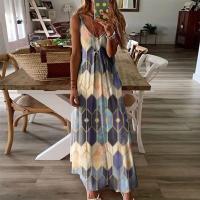 Vestido largo informal de verano para mujer, traje sin mangas con estampado a la moda - details 1